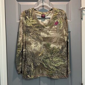 Real Tree Camo Long Sleeve Shirt with Pink Logo